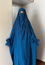 Load image into Gallery viewer, Saudi or Irani Jilbab Full Length Blue and Noise Pc Firdous Fabric