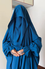 Load image into Gallery viewer, Saudi or Irani Jilbab Full Length Blue and Noise Pc Firdous Fabric