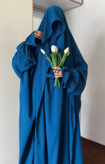 Load image into Gallery viewer, Saudi or Irani Jilbab Full Length Blue and Noise Pc Firdous Fabric