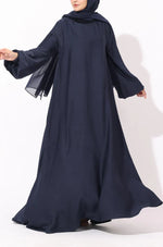 Load image into Gallery viewer, Elegant Purple Grey Flow Abaya with Matching Hijab