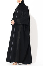 Load image into Gallery viewer, Black Zari Kaftan Abaya