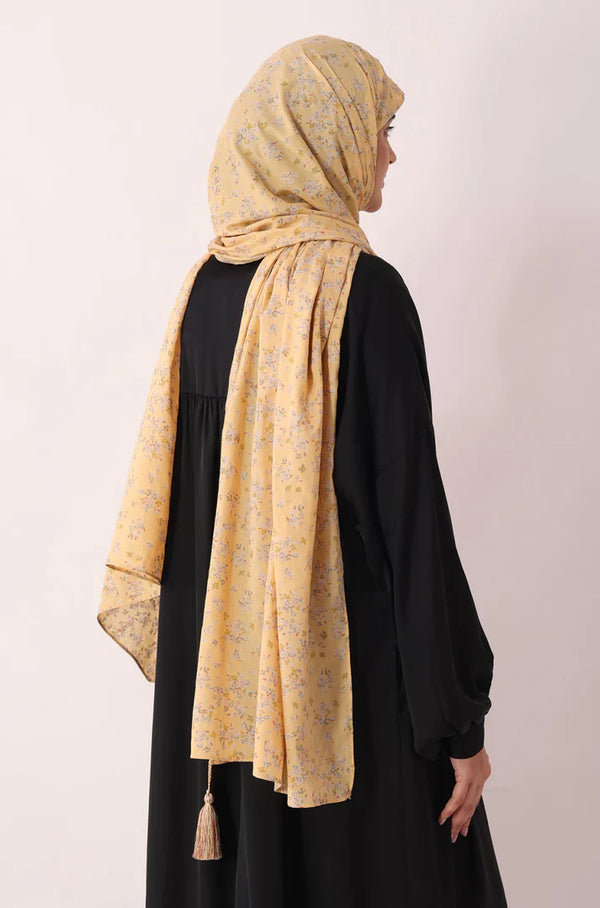Yellow Bloom Print Modal Hijab