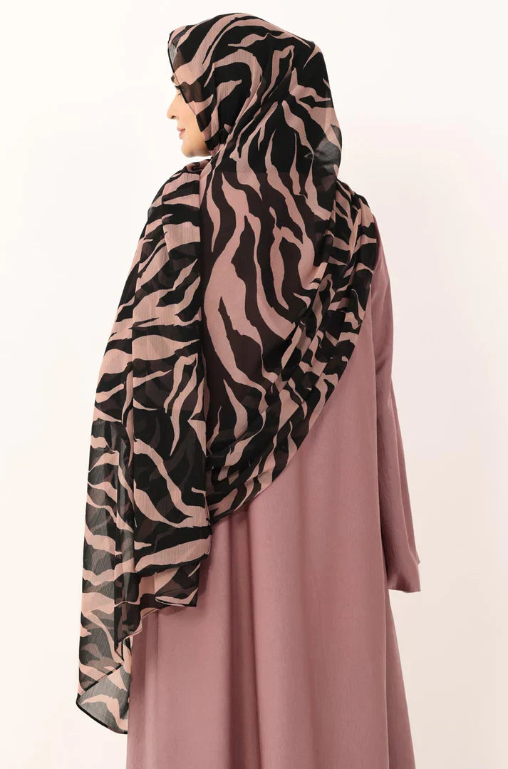Zebra Rose Print Chiffon Hijab