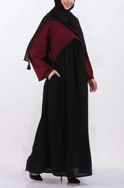 Color Block Gather Abaya