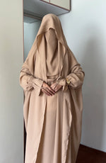 Load image into Gallery viewer, Saudi or Irani Jilbab Full Length Blue and Nose Pc Firdous Fabric