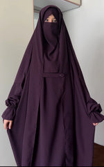 Load image into Gallery viewer, Saudi or Irani Jilbab Full Length Blue and Nose Pc Firdous Fabric