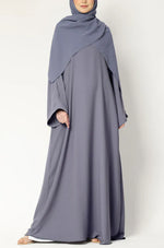 Load image into Gallery viewer, Elegant Purple Grey Flow Abaya with Matching Hijab