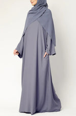 Load image into Gallery viewer, Elegant Purple Grey Flow Abaya with Matching Hijab