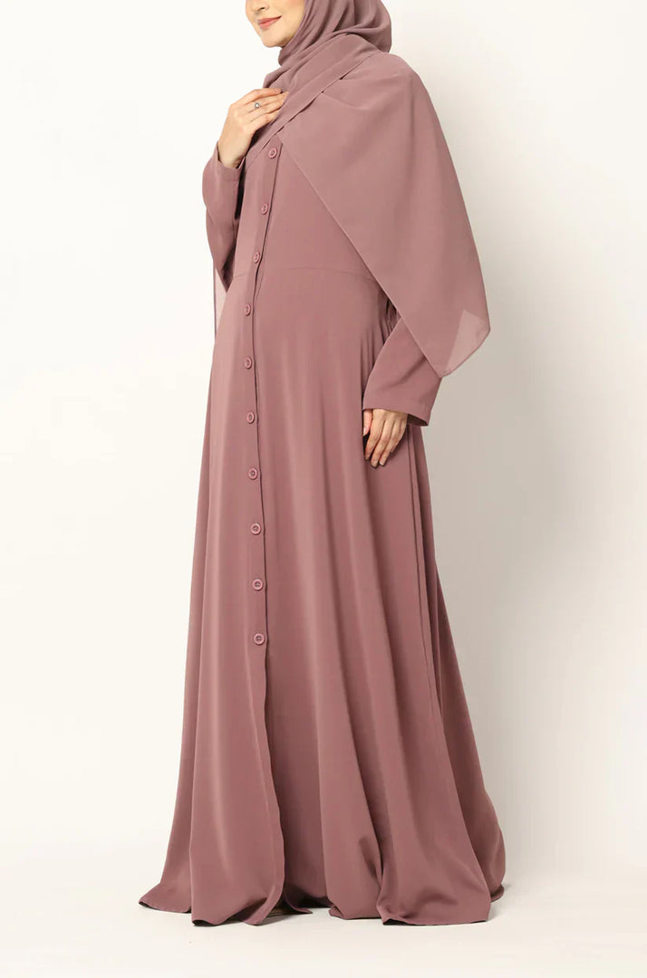 Simple Flared Abaya with Buttons