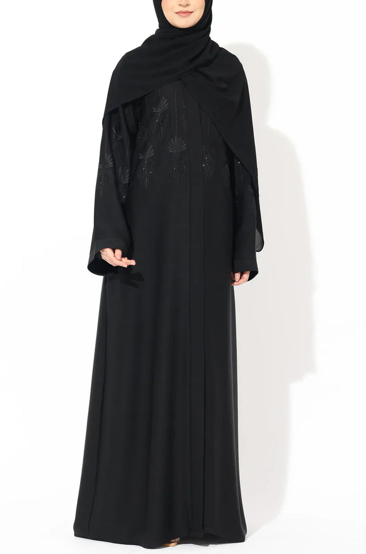 Black Crystal Embroidered Abaya