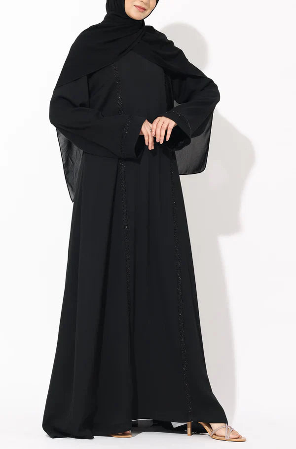 Black Chain Embroidery Abaya