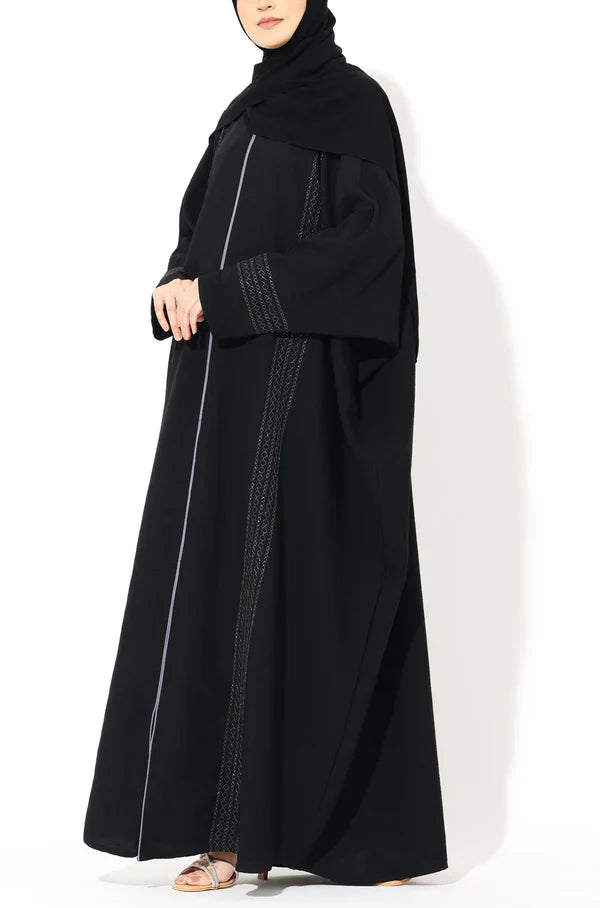 Black Zari Kaftan Abaya