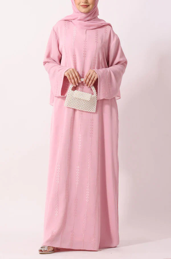 Luxury Floral Abaya Dress Powder Blue