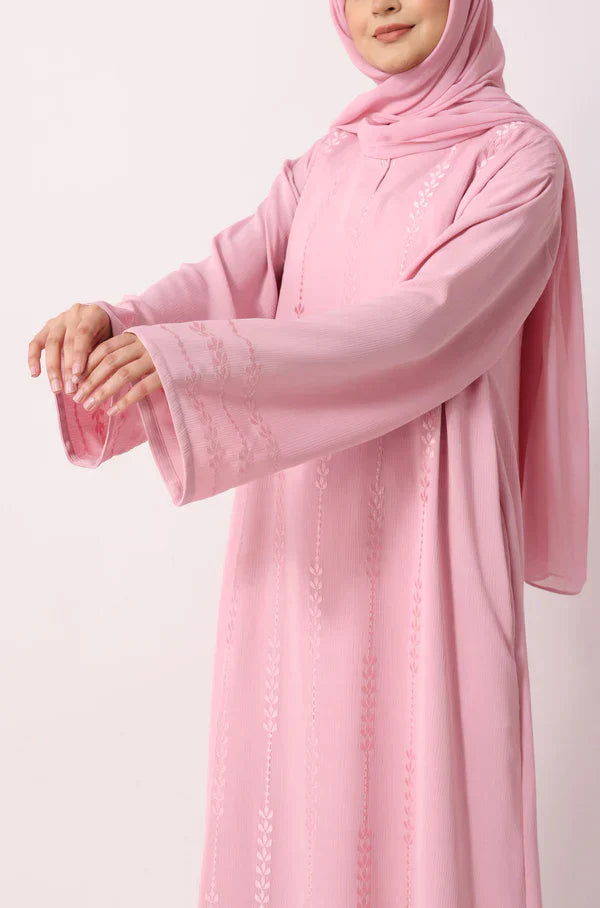 Luxury Floral Abaya Dress Powder Blue