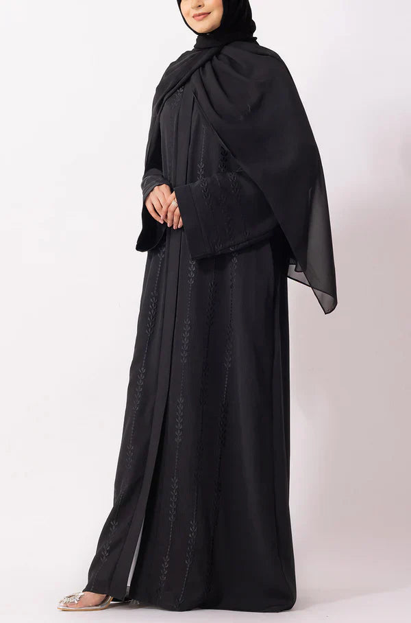 Luxury Floral Abaya Dress Powder Blue