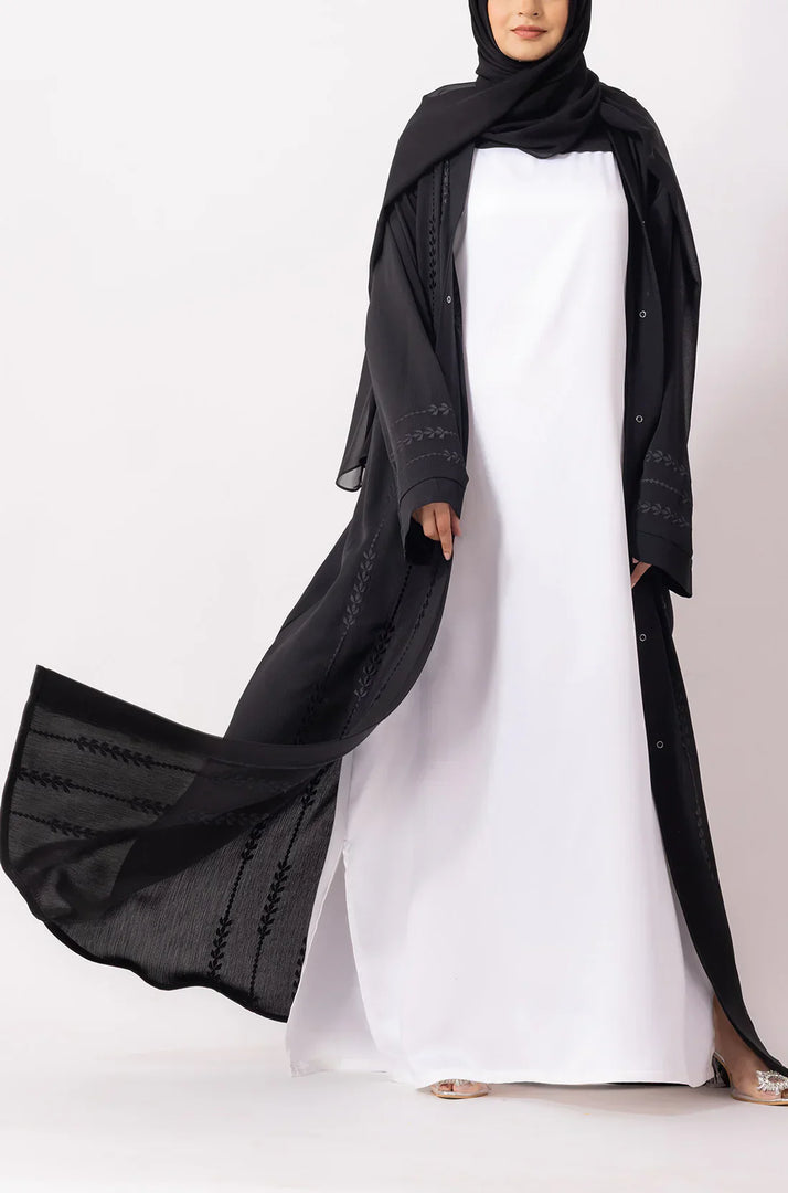Luxury Floral Abaya Dress Powder Blue